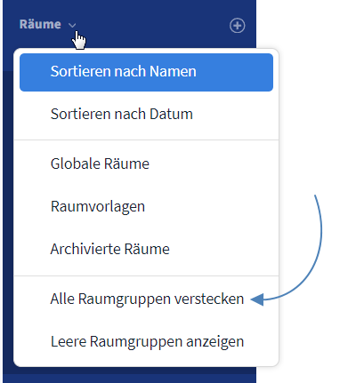 Raumgruppen verstecken